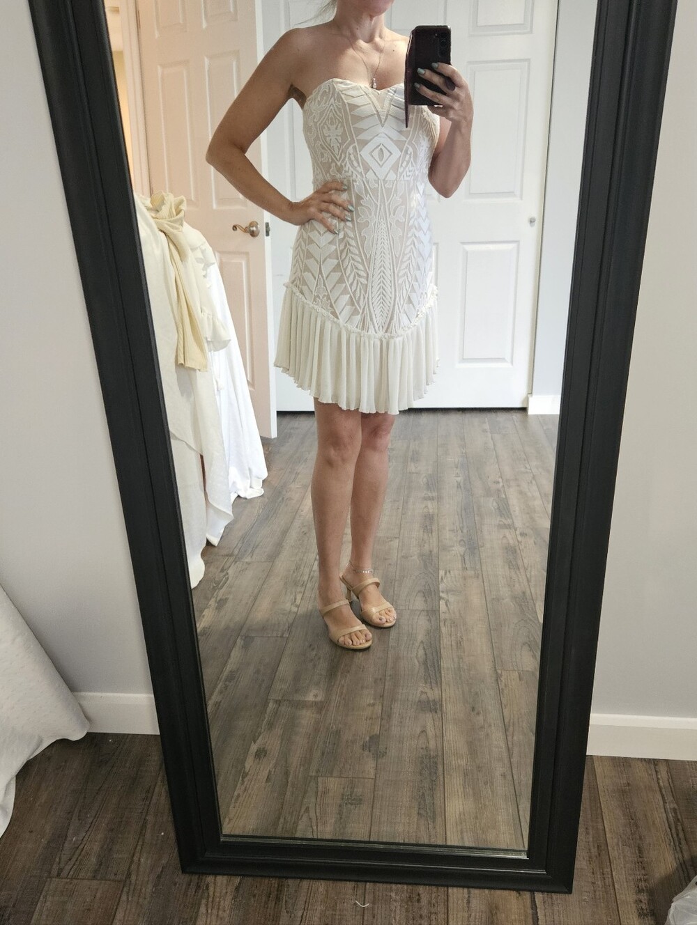Saints+secrets Strapless Ivory Embroidered Mini Dress